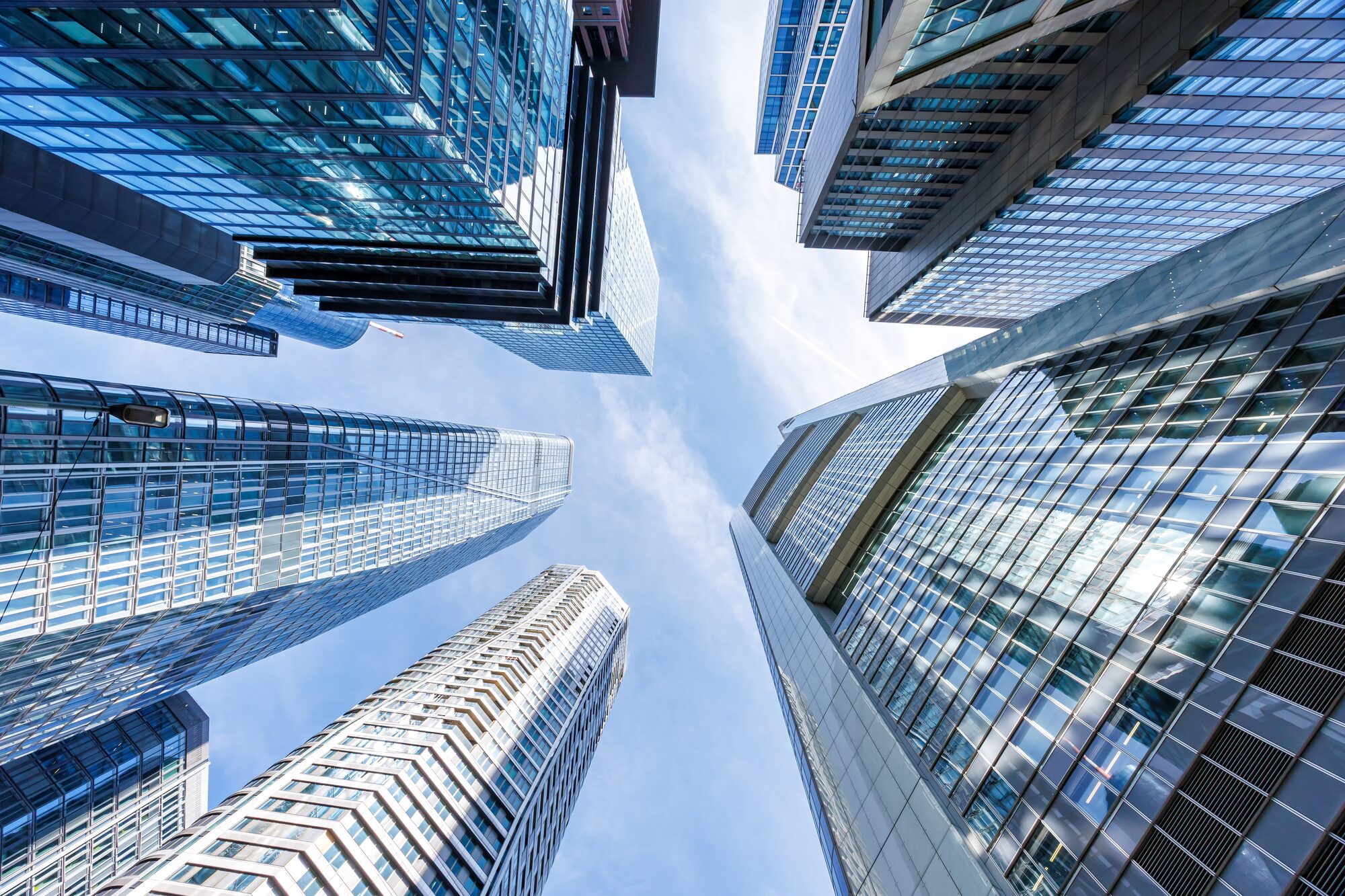 Modern city skyline viewed from below, MountainStone